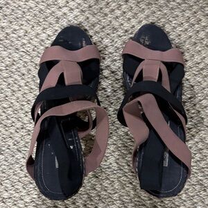 Manolo Blahnik Black and Brown Strappy Sandals